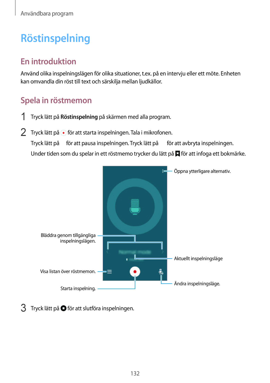 Samsung SM-N915FZWYNEE, SM-N915FZKYNEE manual Röstinspelning, Spela in röstmemon 