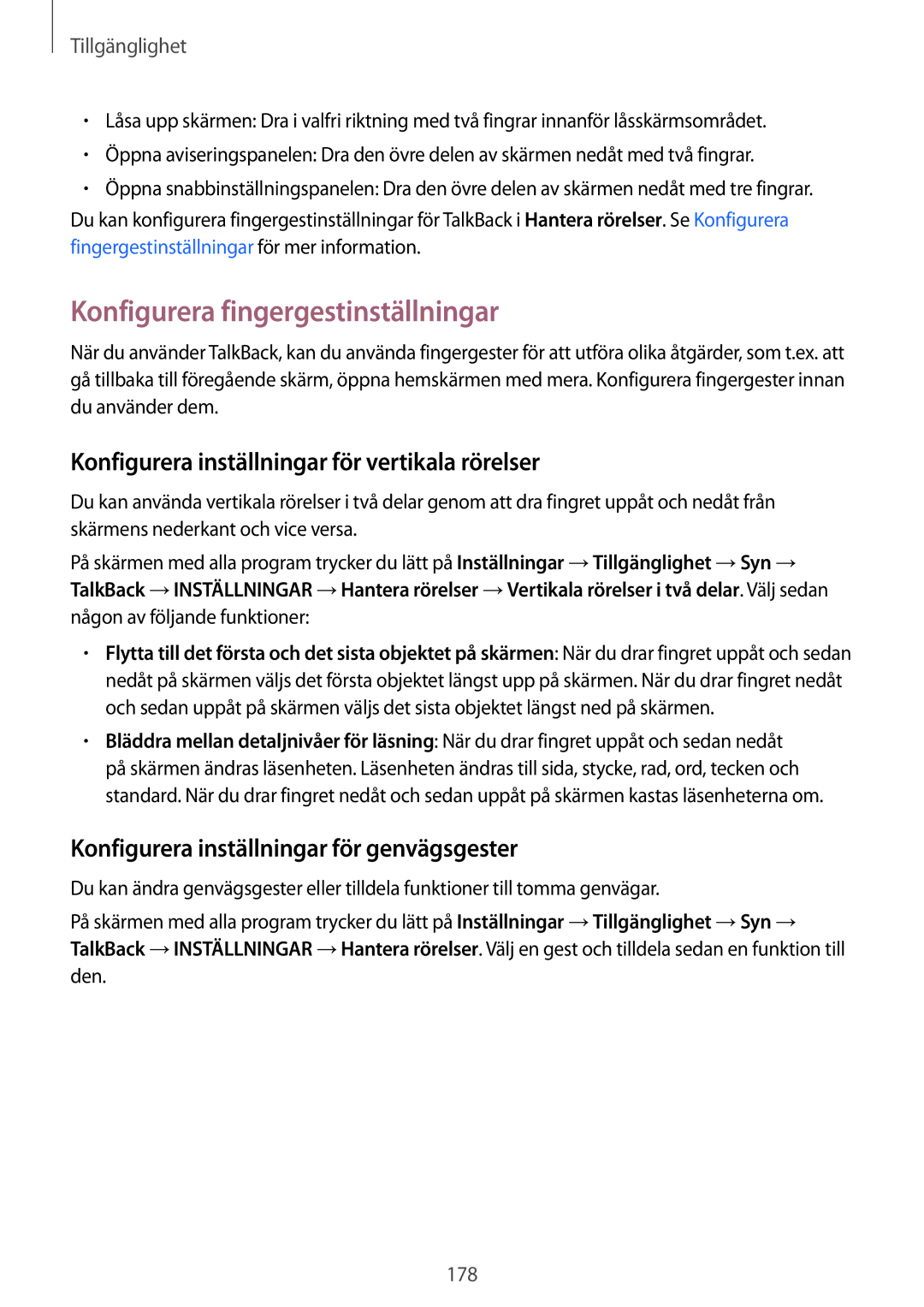 Samsung SM-N915FZWYNEE manual Konfigurera fingergestinställningar, Konfigurera inställningar för vertikala rörelser 