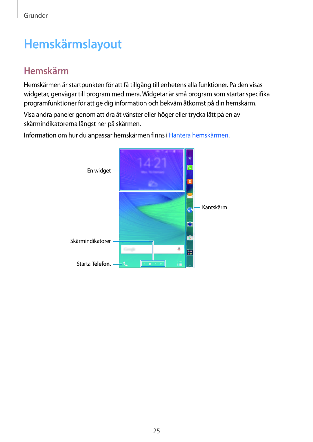 Samsung SM-N915FZKYNEE, SM-N915FZWYNEE manual Hemskärmslayout 