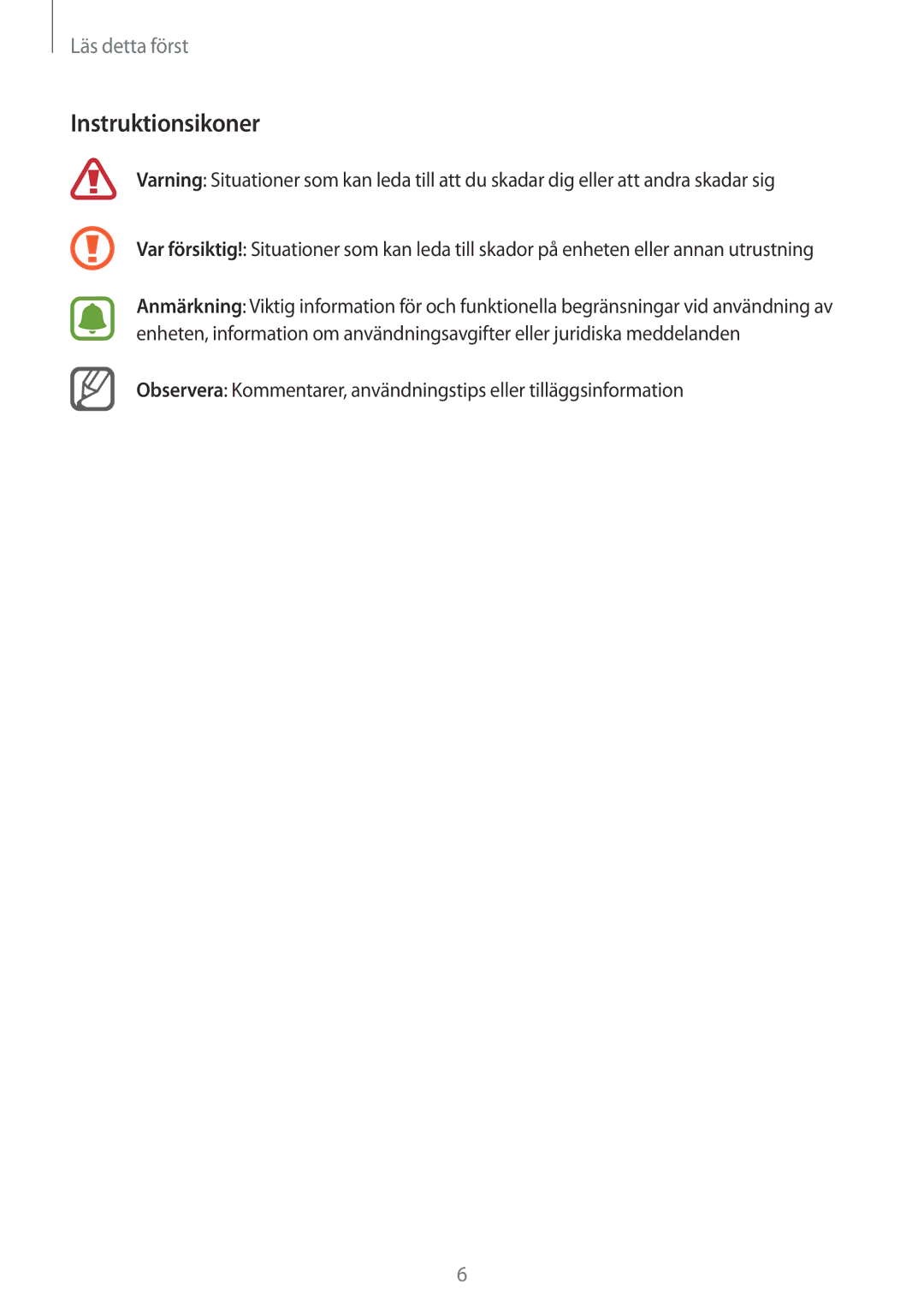 Samsung SM-N915FZWYNEE, SM-N915FZKYNEE manual Instruktionsikoner 