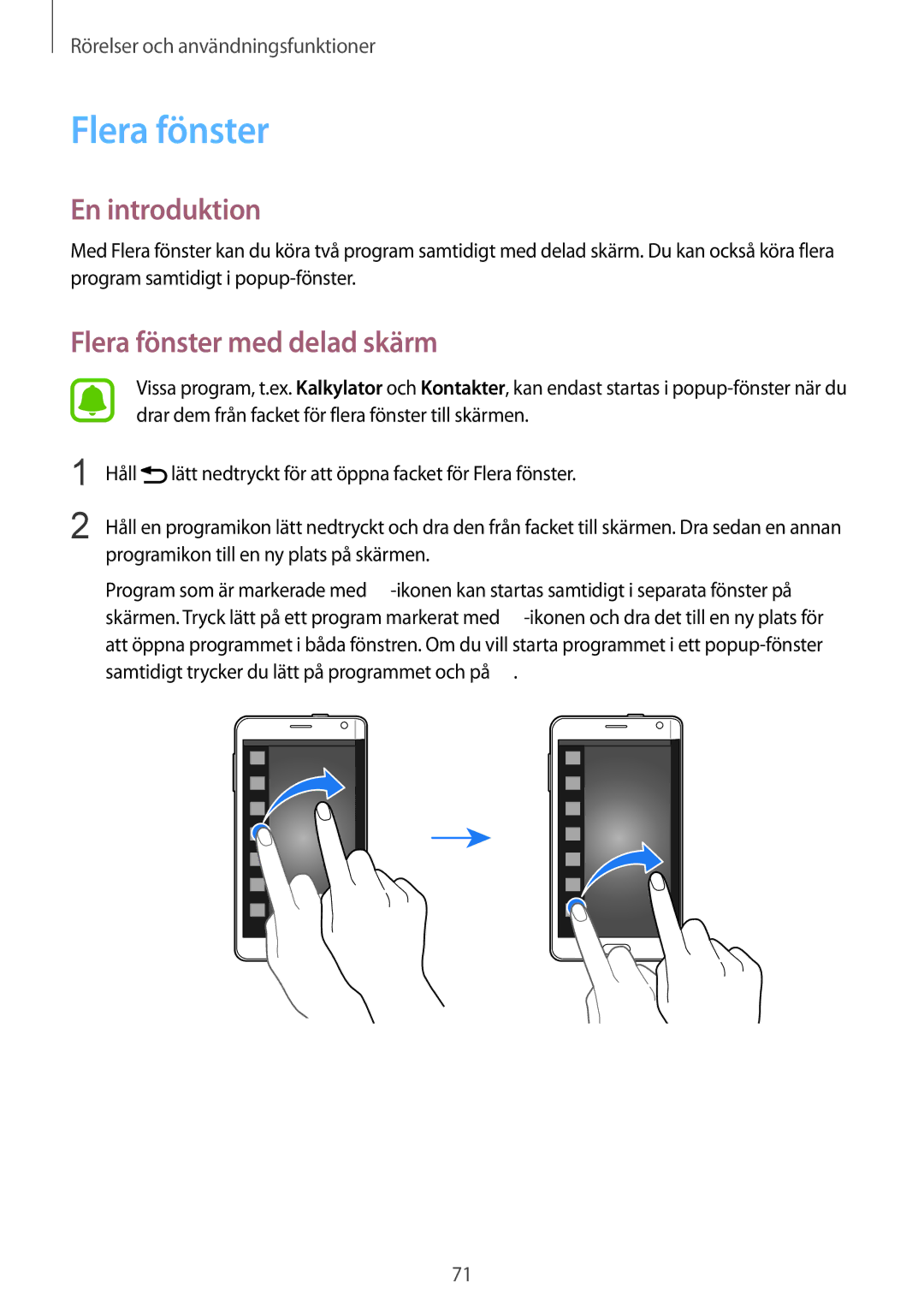 Samsung SM-N915FZKYNEE, SM-N915FZWYNEE manual Flera fönster med delad skärm 