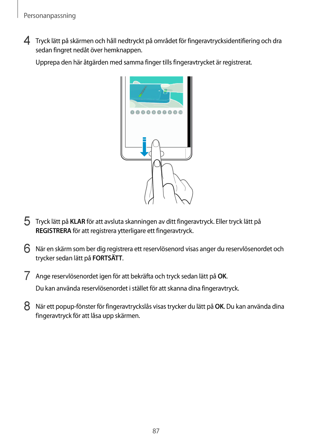 Samsung SM-N915FZKYNEE, SM-N915FZWYNEE manual Personanpassning 