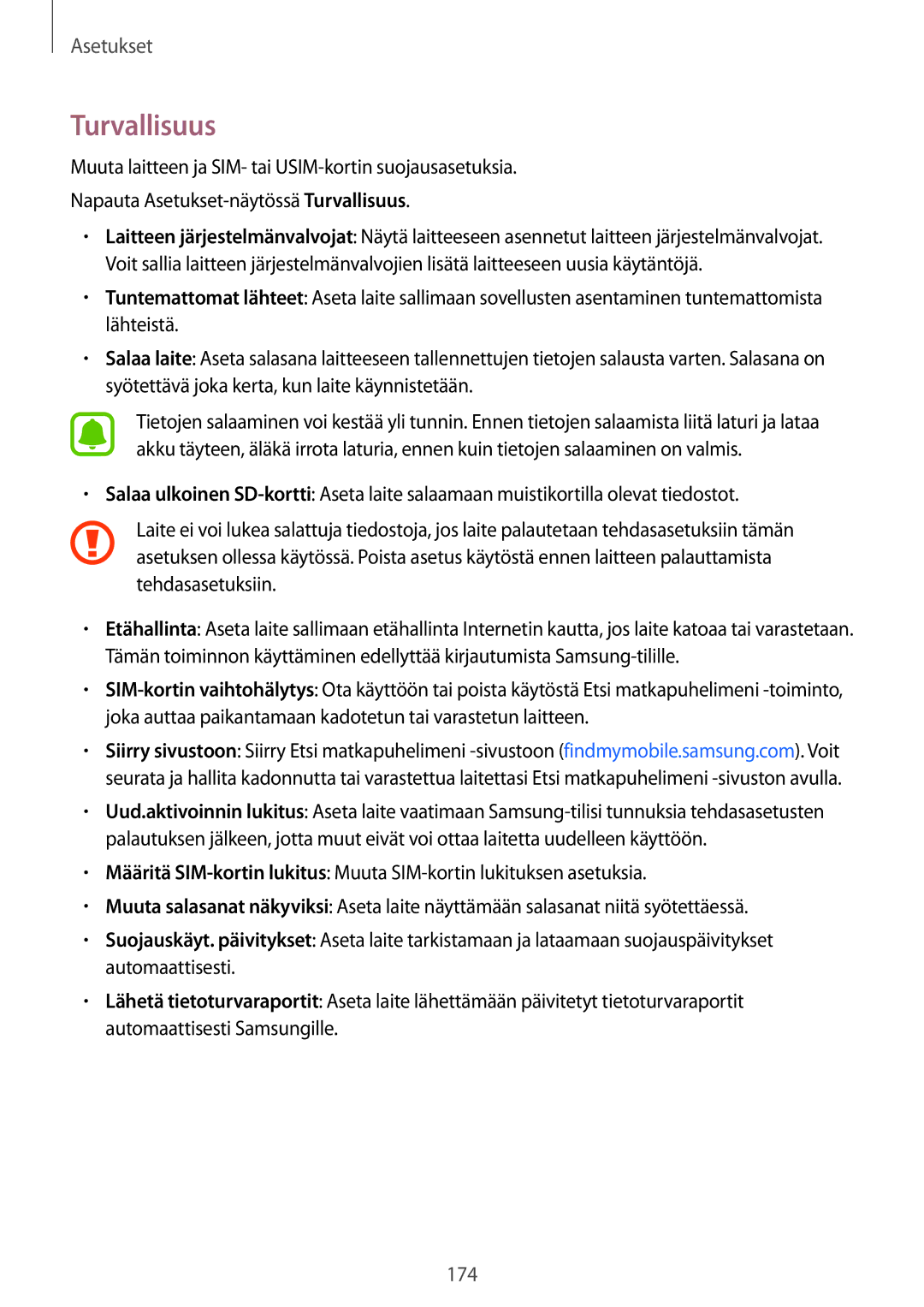 Samsung SM-N915FZWYNEE, SM-N915FZKYNEE manual Turvallisuus 