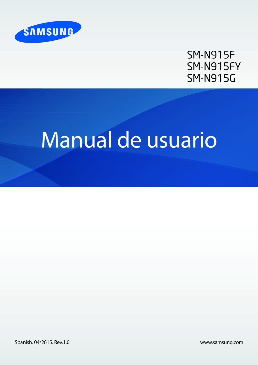 Samsung SM-N915FZKYTPH, SM-N915FZWYTPH, SM-N915FZWYPHE, SM-N915FZKYPHE manual Manual de usuario, Spanish /2015. Rev.1.0 