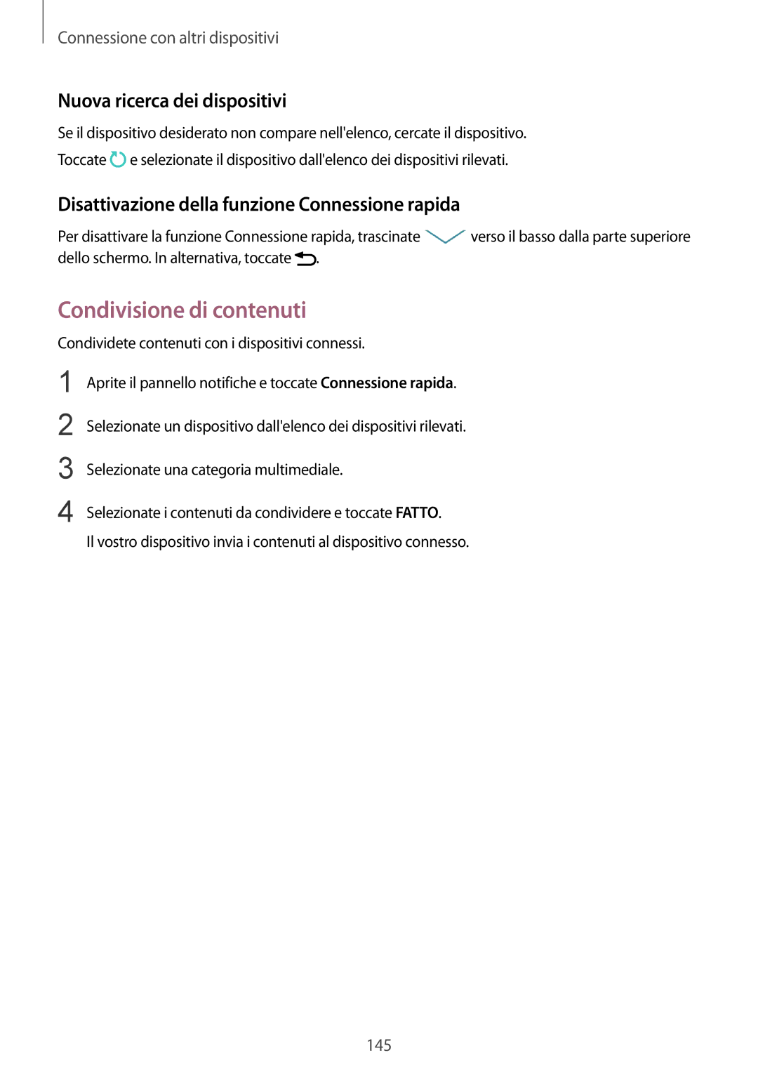 Samsung SM-N915FZKYDBT, SM-N915FZWYXEO, SM-N915FZWYITV manual Condivisione di contenuti, Nuova ricerca dei dispositivi 