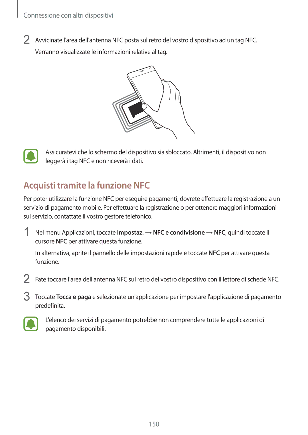 Samsung SM-N915FZWYXEO, SM-N915FZKYDBT, SM-N915FZWYITV, SM-N915FZKYXEO, SM-N915FZKYAUT manual Acquisti tramite la funzione NFC 