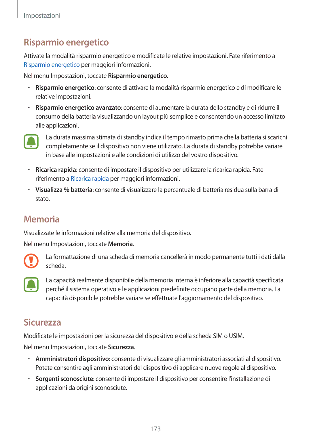 Samsung SM-N915FZKYITV, SM-N915FZWYXEO, SM-N915FZKYDBT, SM-N915FZWYITV, SM-N915FZKYXEO, SM-N915FZKYAUT manual Memoria, Sicurezza 