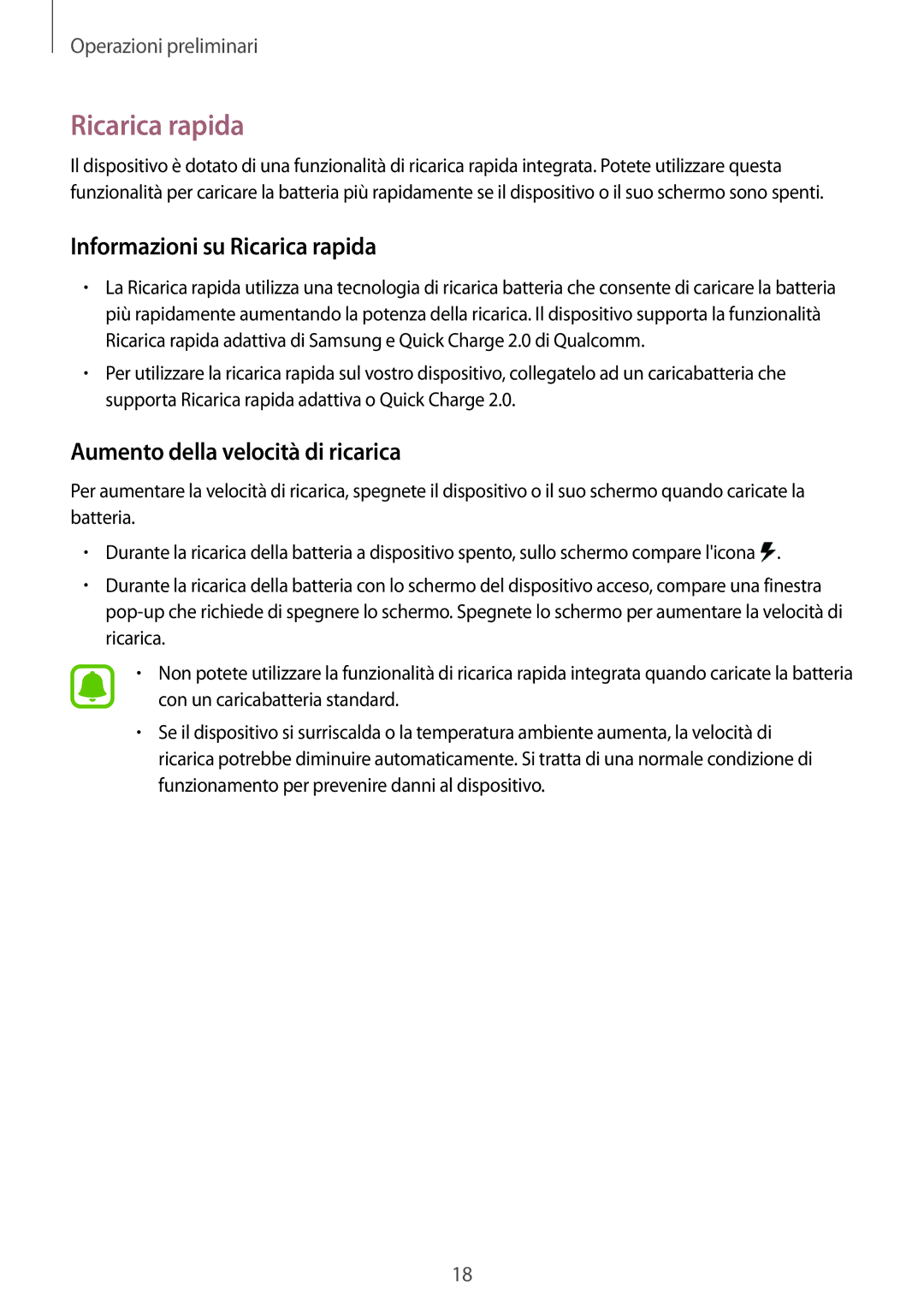 Samsung SM-N915FZWYXEO, SM-N915FZKYDBT manual Informazioni su Ricarica rapida, Aumento della velocità di ricarica 