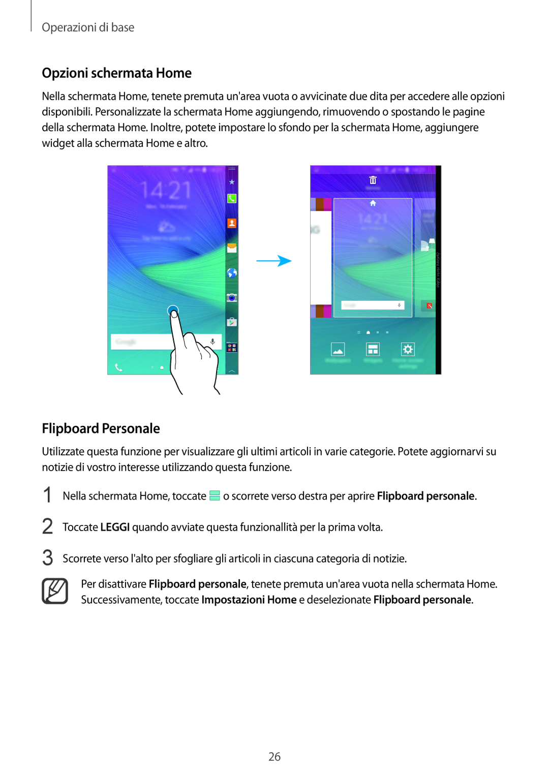 Samsung SM-N915FZWYITV, SM-N915FZWYXEO, SM-N915FZKYDBT, SM-N915FZKYXEO manual Opzioni schermata Home, Flipboard Personale 