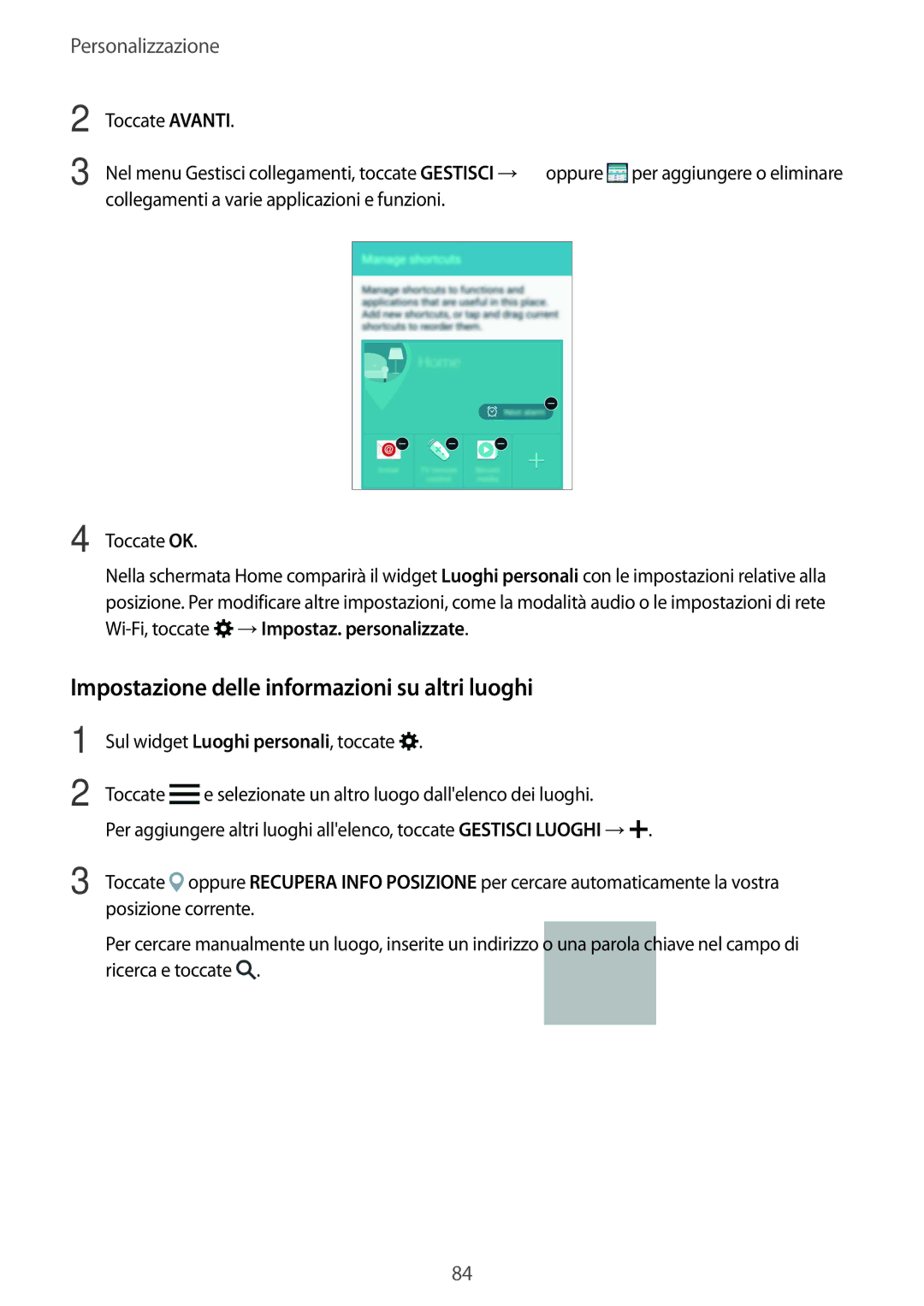 Samsung SM-N915FZWYXEO, SM-N915FZKYDBT, SM-N915FZWYITV, SM-N915FZKYXEO manual Impostazione delle informazioni su altri luoghi 