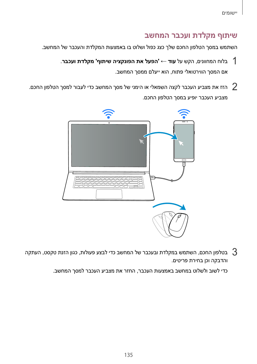 Samsung SM-N920CZDAILO manual בשחמה רבכעו תדלקמ ףותיש, 135 