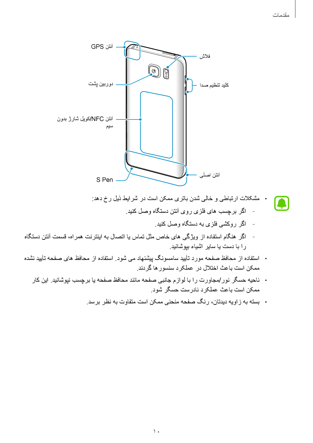 Samsung SM-N920CEDEKSA, SM-N920CZDUXSG, SM-N920CZKAKSA manual دهد خر لیذ طیارش رد تسا نکمم یرتاب ندش یلاخ و یطابترا تلاکشم 