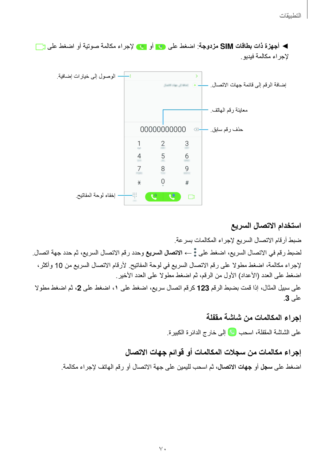 Samsung SM-N920CEDEKSA, SM-N920CZDUXSG, SM-N920CZKAKSA, SM-N920CZDAKSA عيرسلا لاصتلاا مادختسا, ةلفقم ةشاش نم تاملاكملا ءارجإ 