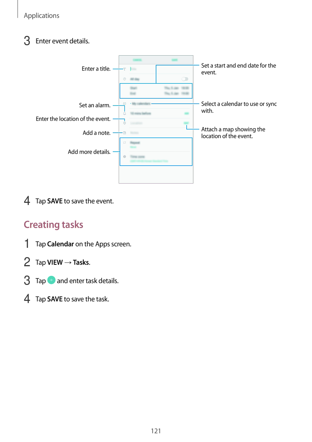 Samsung SM-N920CEDEKSA, SM-N920CZDUXSG, SM-N920CZKAKSA, SM-N920CZDAKSA, CG-N920FZWXVTC manual Creating tasks, Tap View →Tasks 