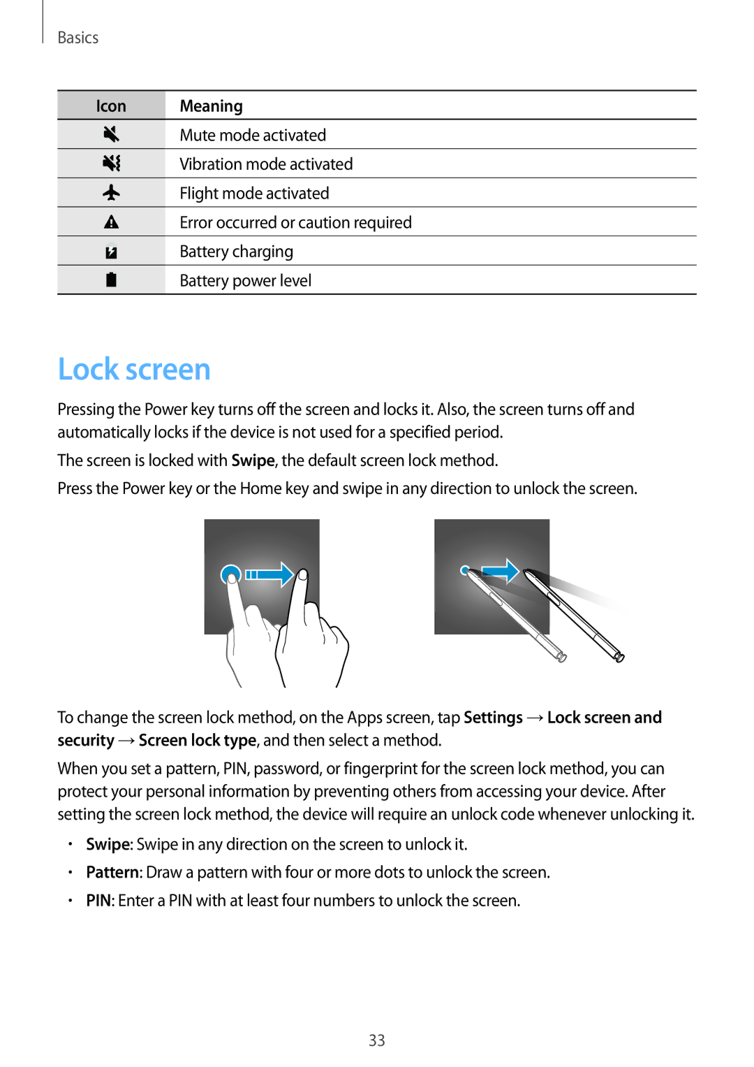 Samsung SM-N920CZWAXXV, SM-N920CZDUXSG, SM-N920CZKAKSA, SM-N920CEDEKSA, SM-N920CZDAKSA, CG-N920FZWXVTC manual Lock screen 