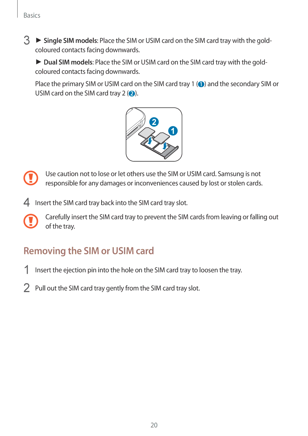 Samsung SM-N920CZDAILO, SM-N920CZDUXSG, SM-N920CZKAKSA, SM-N920CEDEKSA, SM-N920CZDAKSA manual Removing the SIM or Usim card 