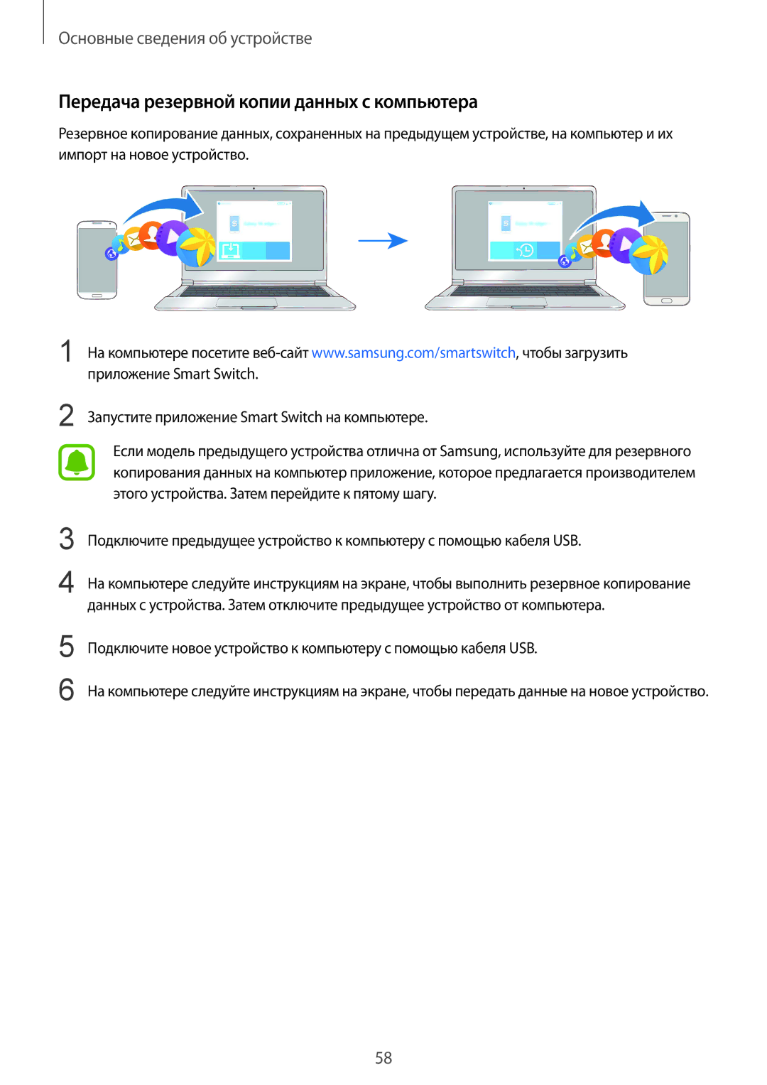 Samsung SM-N920CZDESER, SM-N920CZKESER, SM-N920CEDESER manual Передача резервной копии данных с компьютера 