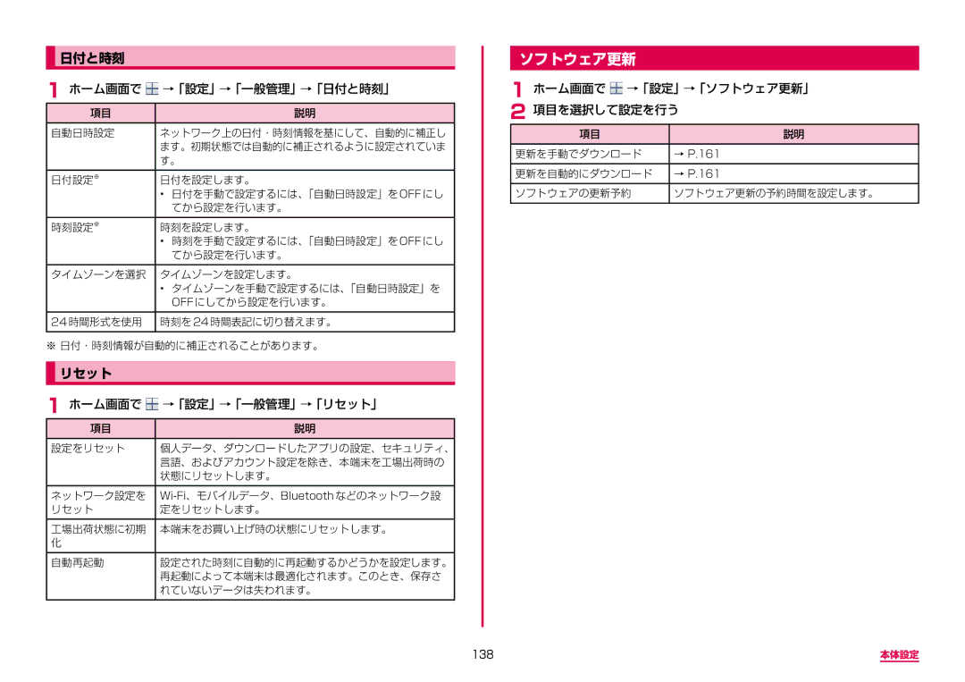 Samsung SM-N950DZDADCM, SM-N950DZKADCM manual ソフトウェア更新, 日付と時刻, リセット 