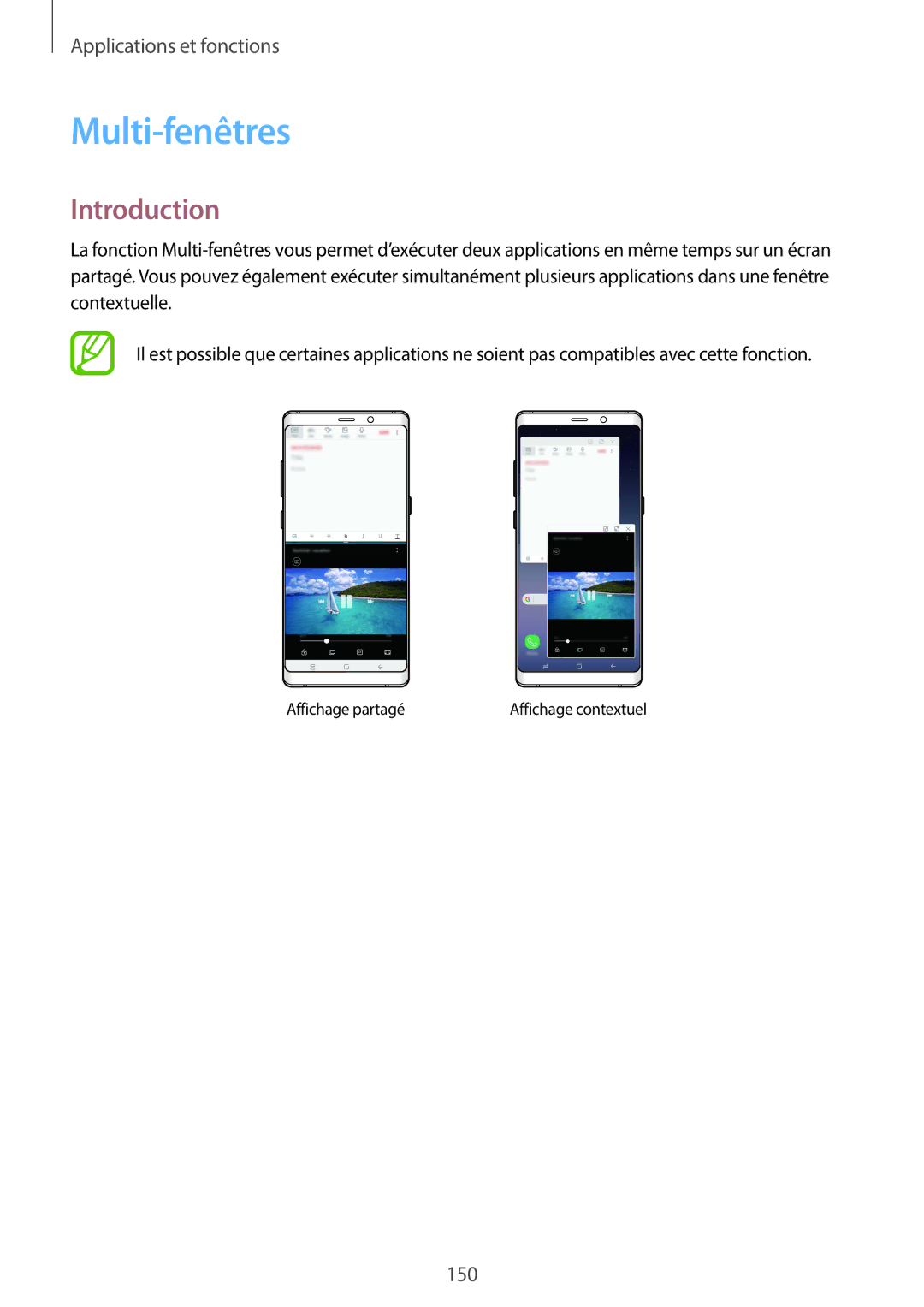 Samsung SM-N950FZKAXEF, SM-N950FZBAXEF, SM-N950FZDAXEF, SM-N950FZKDXEF manual Multi-fenêtres, Introduction 