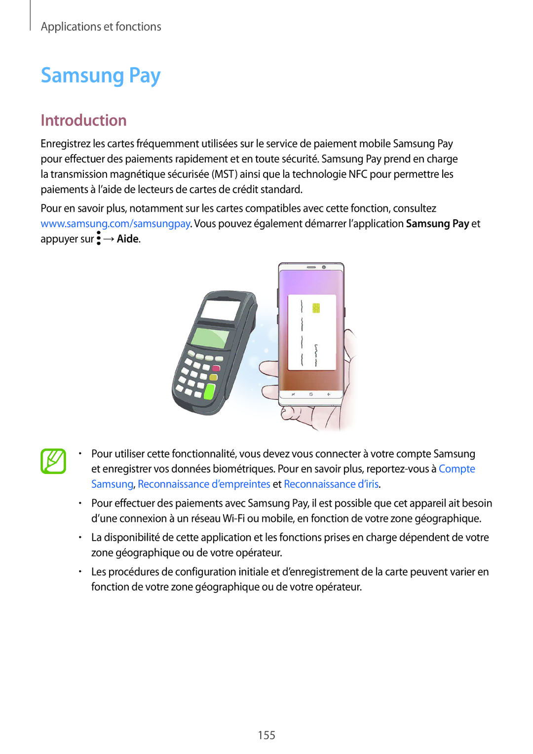 Samsung SM-N950FZKDXEF, SM-N950FZBAXEF, SM-N950FZDAXEF, SM-N950FZKAXEF manual Samsung Pay, Introduction 