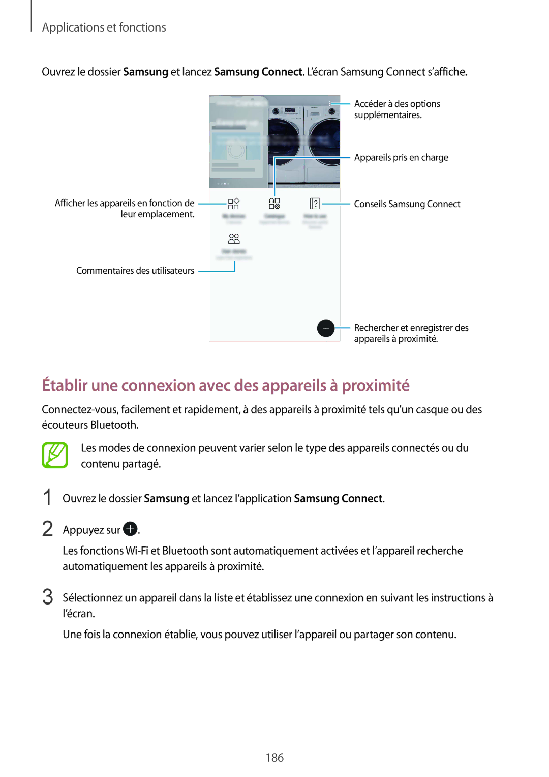 Samsung SM-N950FZKAXEF, SM-N950FZBAXEF, SM-N950FZDAXEF, SM-N950FZKDXEF Établir une connexion avec des appareils à proximité 