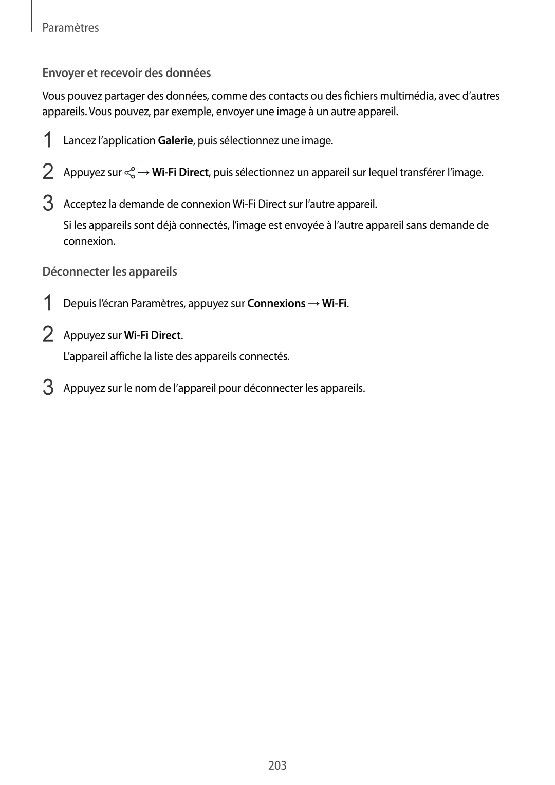 Samsung SM-N950FZKDXEF, SM-N950FZBAXEF, SM-N950FZDAXEF manual Envoyer et recevoir des données, Déconnecter les appareils 