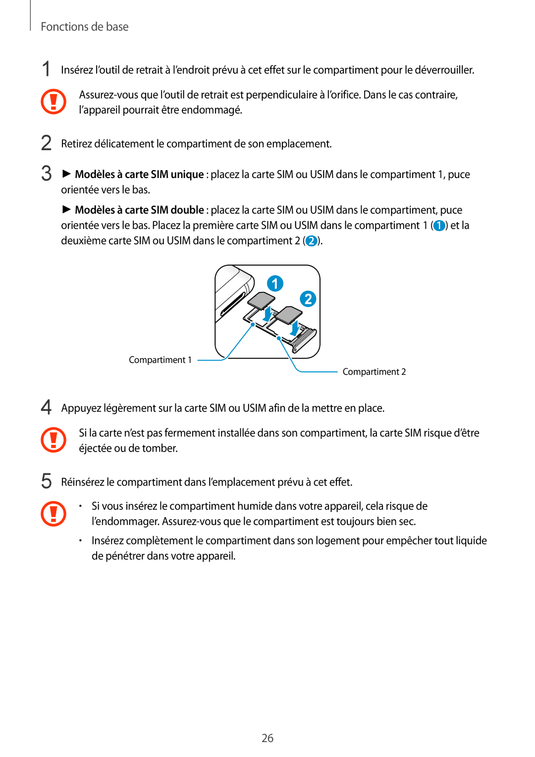 Samsung SM-N950FZKAXEF, SM-N950FZBAXEF, SM-N950FZDAXEF, SM-N950FZKDXEF manual Compartiment 