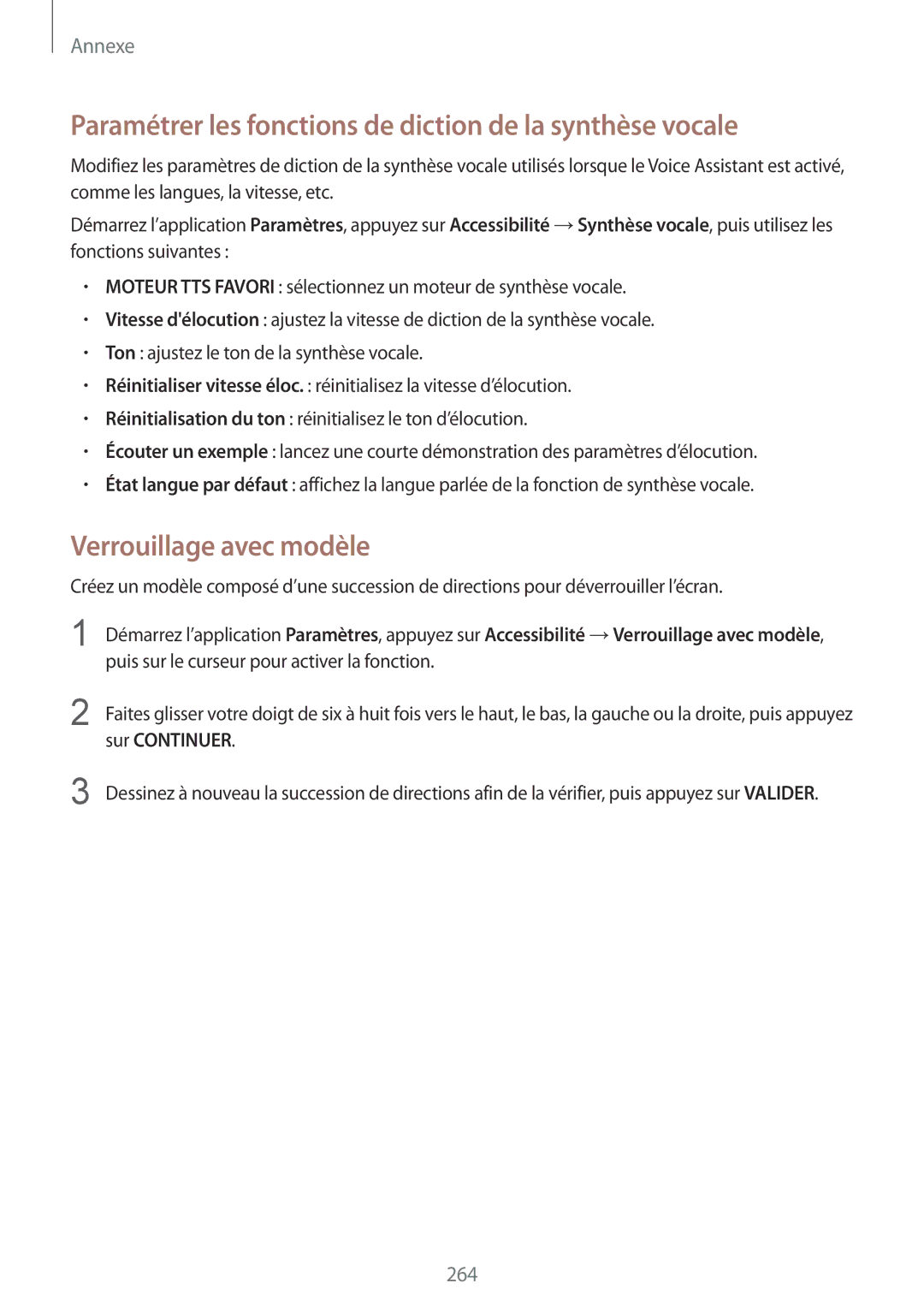 Samsung SM-N950FZBAXEF, SM-N950FZDAXEF Paramétrer les fonctions de diction de la synthèse vocale, Verrouillage avec modèle 