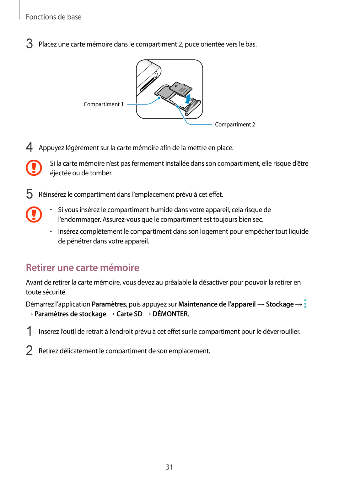 Samsung SM-N950FZKDXEF, SM-N950FZBAXEF, SM-N950FZDAXEF, SM-N950FZKAXEF manual Retirer une carte mémoire 