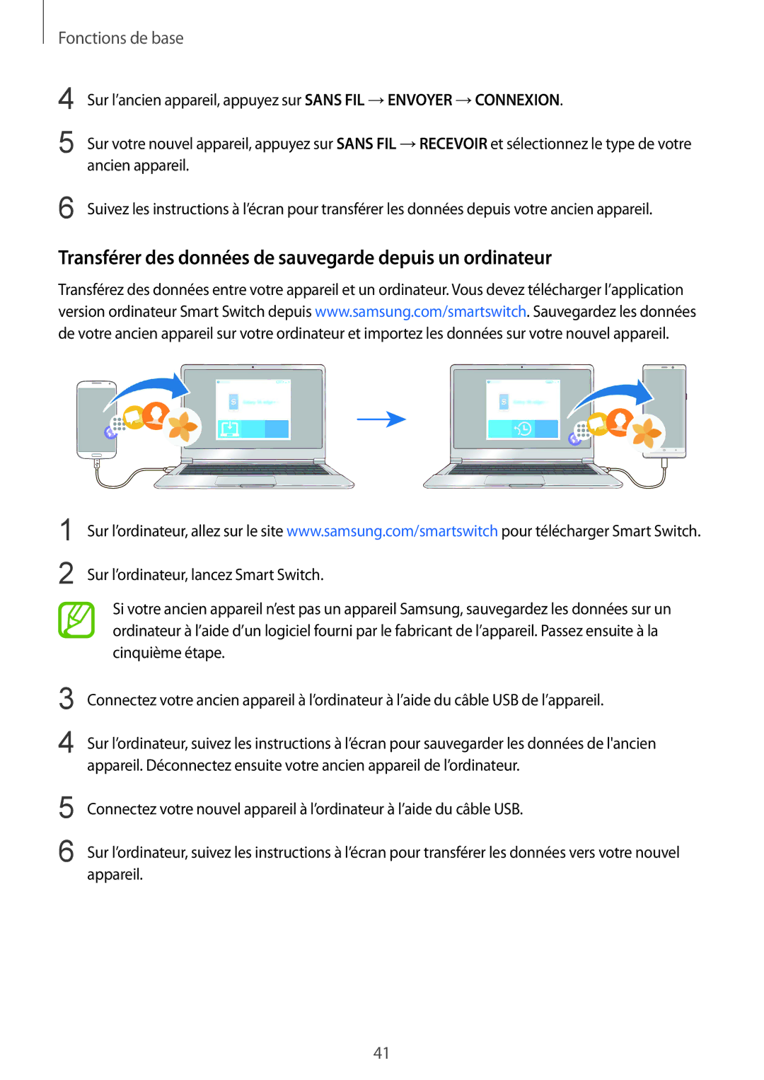 Samsung SM-N950FZDAXEF, SM-N950FZBAXEF, SM-N950FZKAXEF manual Transférer des données de sauvegarde depuis un ordinateur 