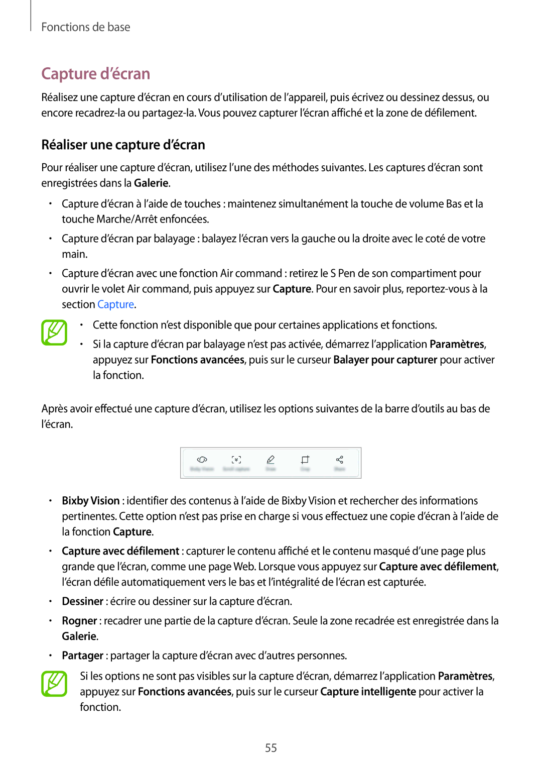 Samsung SM-N950FZKDXEF, SM-N950FZBAXEF, SM-N950FZDAXEF, SM-N950FZKAXEF manual Capture d’écran, Réaliser une capture d’écran 