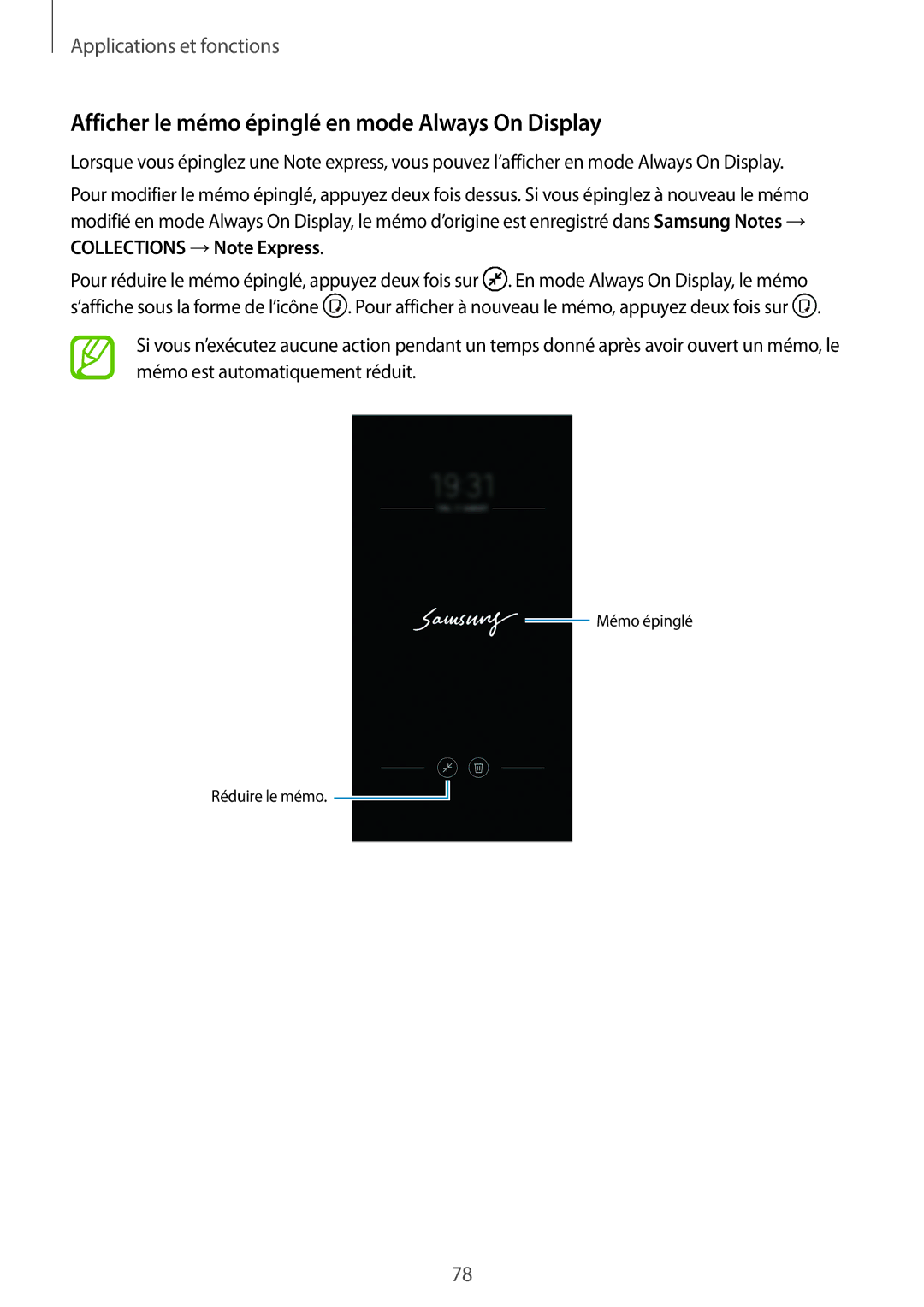 Samsung SM-N950FZKAXEF, SM-N950FZBAXEF, SM-N950FZDAXEF, SM-N950FZKDXEF Afficher le mémo épinglé en mode Always On Display 