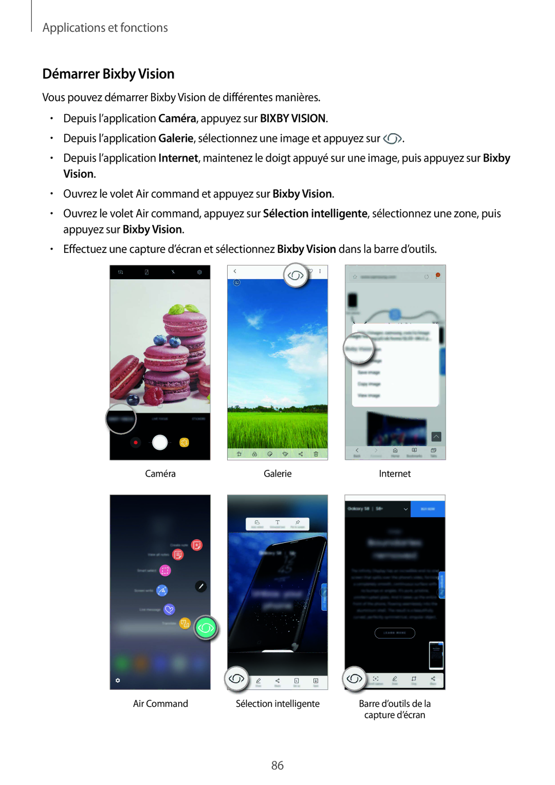 Samsung SM-N950FZKAXEF, SM-N950FZBAXEF, SM-N950FZDAXEF, SM-N950FZKDXEF manual Démarrer Bixby Vision 