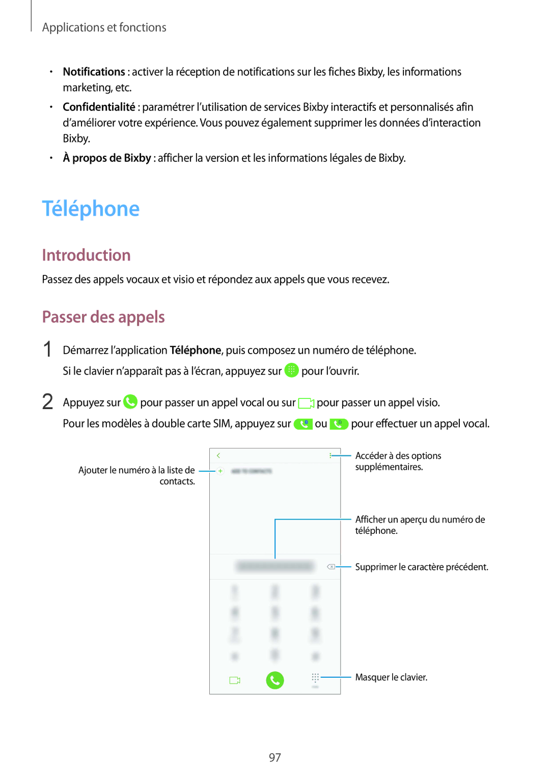 Samsung SM-N950FZDAXEF, SM-N950FZBAXEF, SM-N950FZKAXEF, SM-N950FZKDXEF manual Téléphone, Passer des appels 