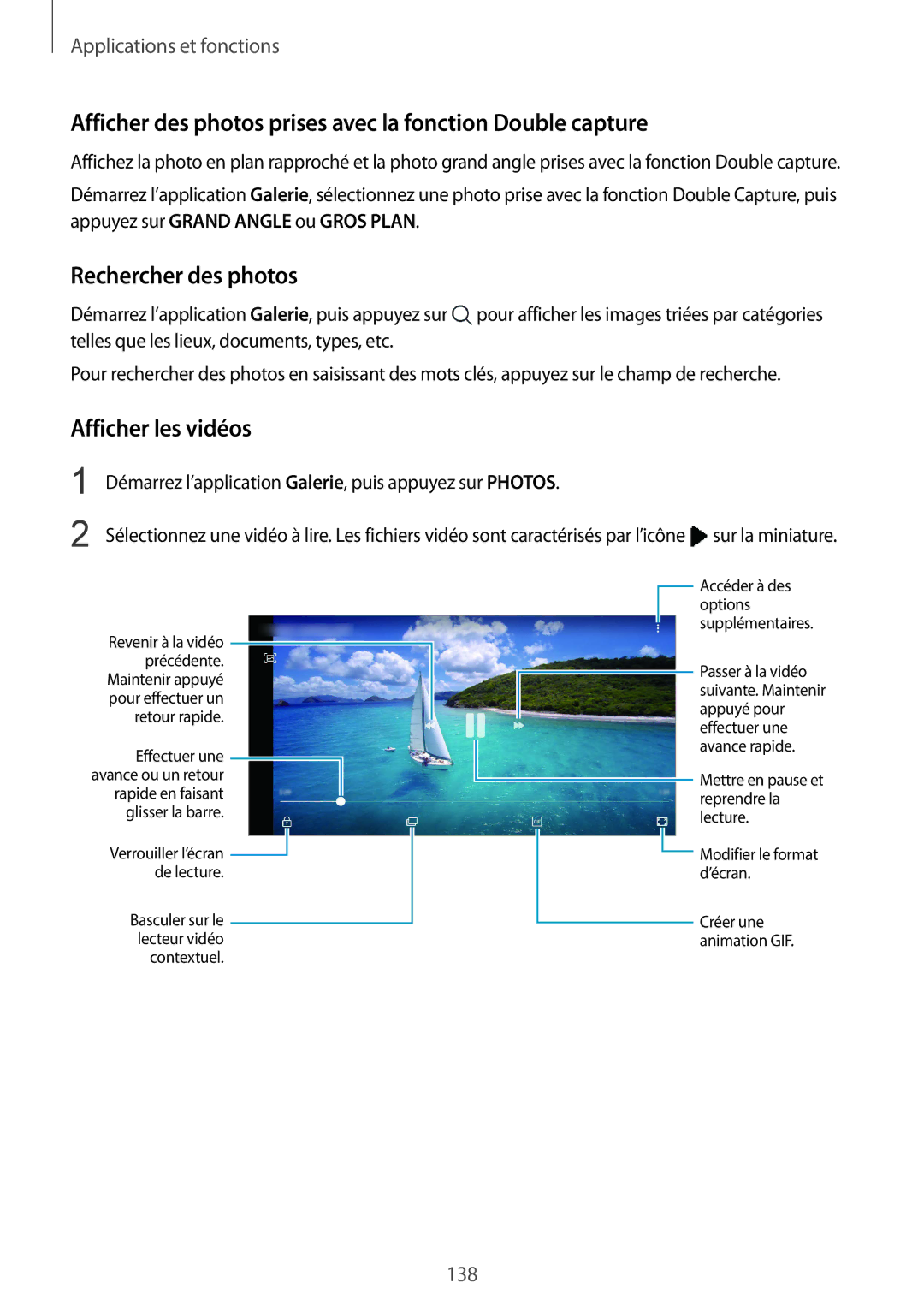 Samsung SM-N950FZBAXEF, SM-N950FZDAXEF Afficher des photos prises avec la fonction Double capture, Rechercher des photos 