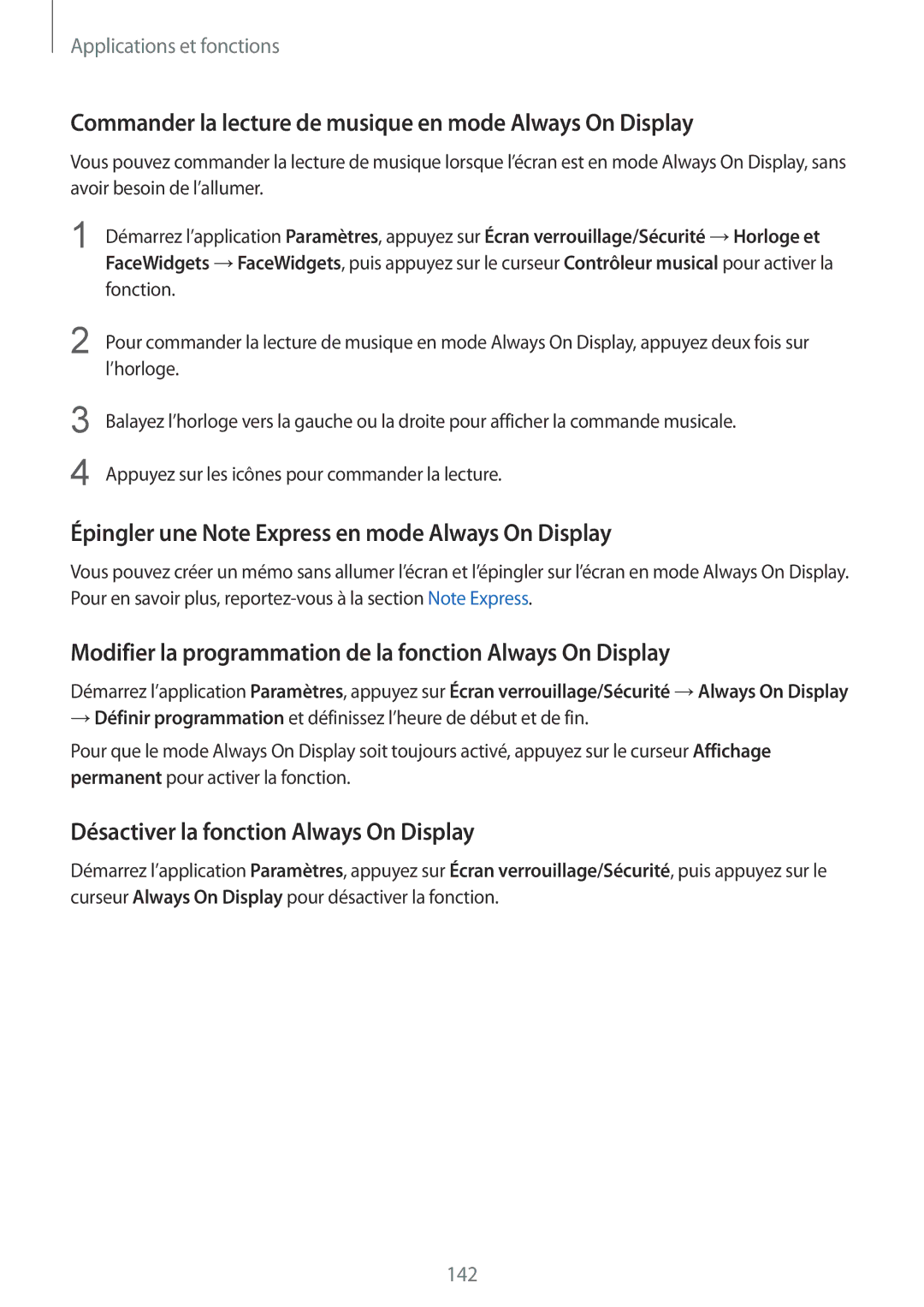 Samsung SM-N950FZDAXEF Commander la lecture de musique en mode Always On Display, Désactiver la fonction Always On Display 