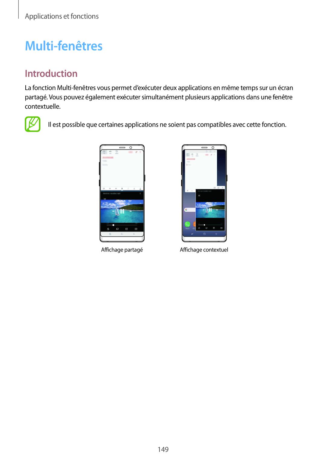 Samsung SM-N950FZKAXEF, SM-N950FZBAXEF, SM-N950FZDAXEF manual Multi-fenêtres, Introduction 