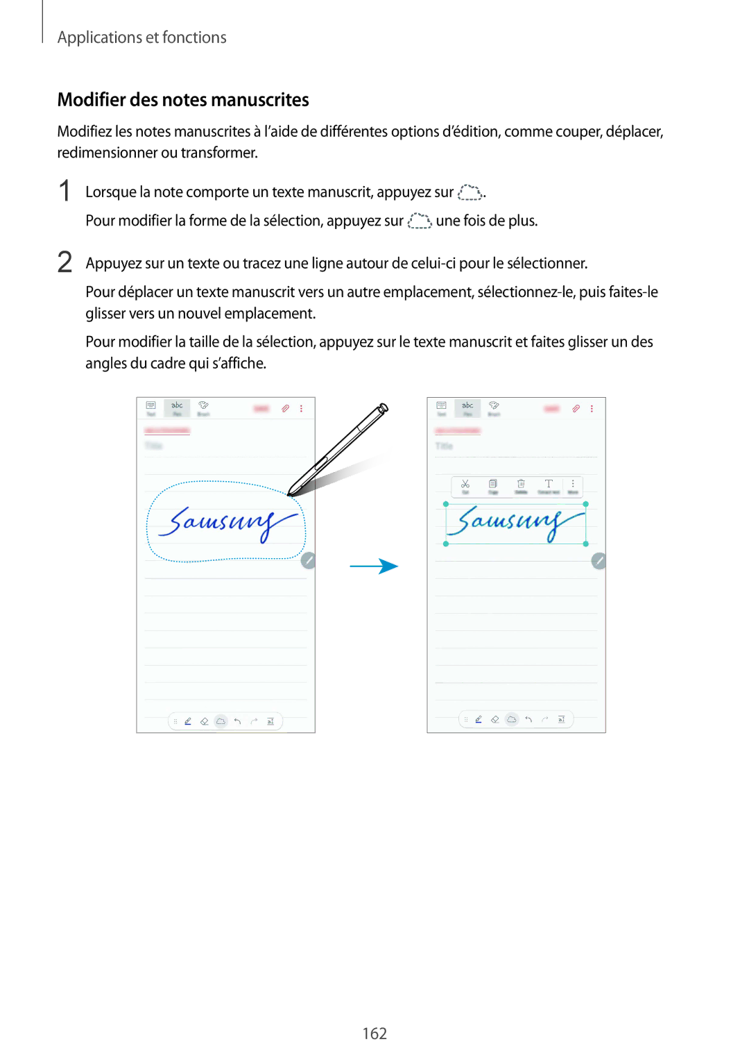 Samsung SM-N950FZBAXEF, SM-N950FZDAXEF, SM-N950FZKAXEF manual Modifier des notes manuscrites 