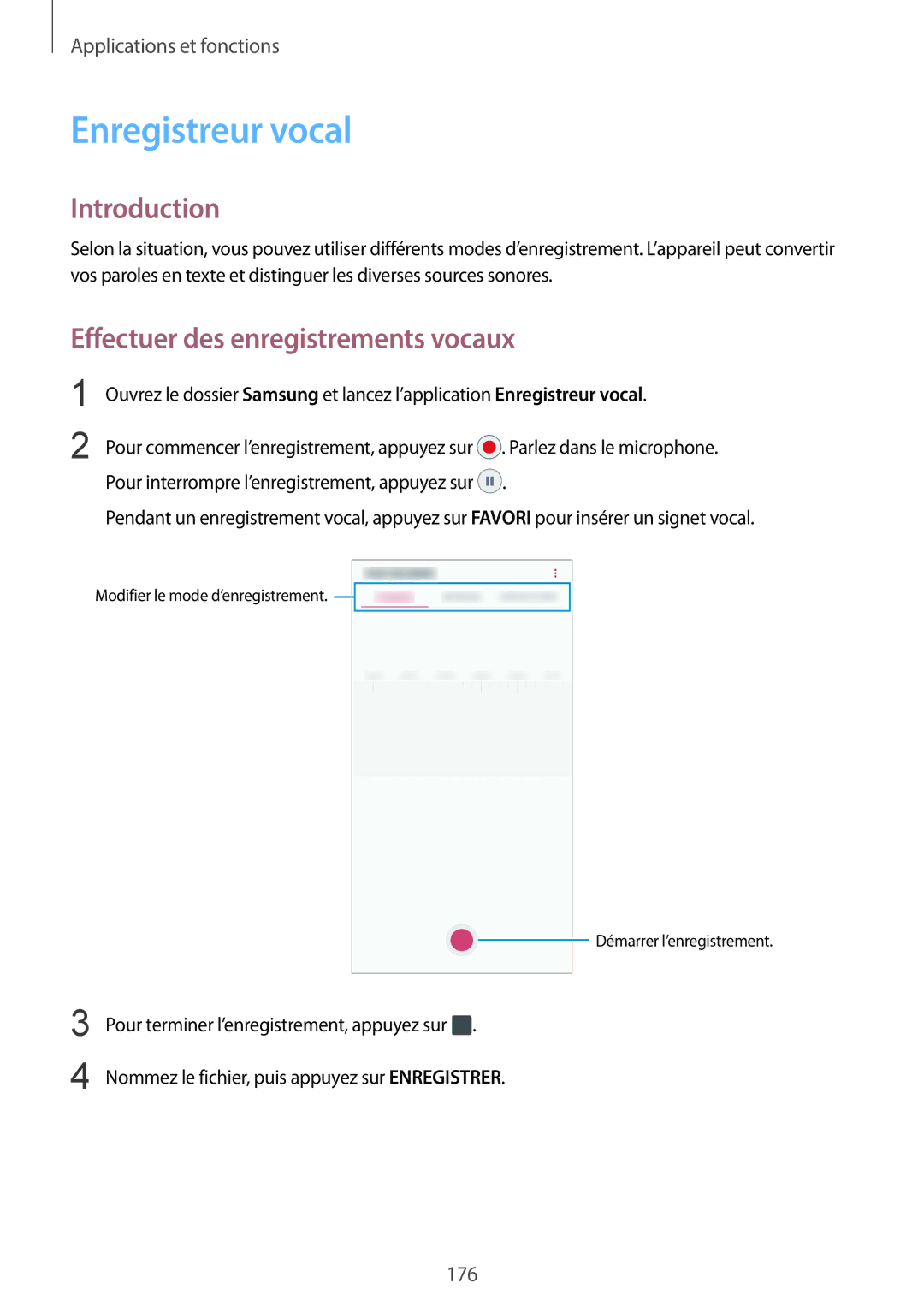 Samsung SM-N950FZKAXEF, SM-N950FZBAXEF, SM-N950FZDAXEF manual Enregistreur vocal, Effectuer des enregistrements vocaux 