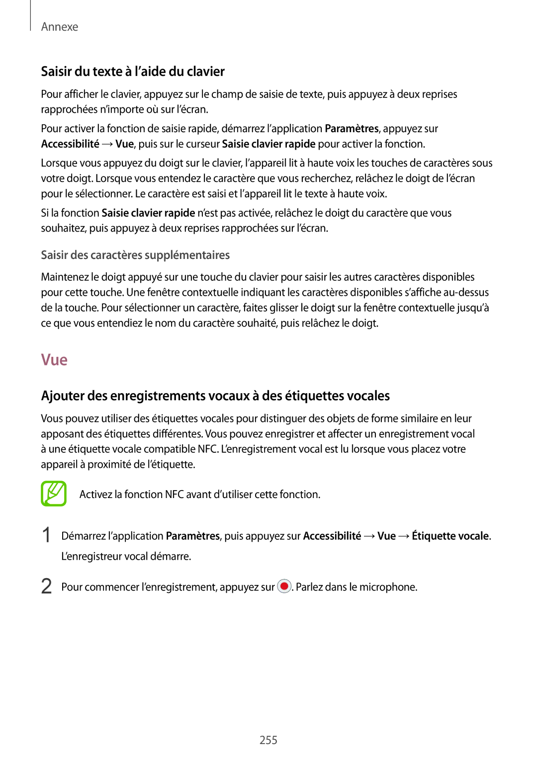 Samsung SM-N950FZBAXEF, SM-N950FZDAXEF Vue, Saisir du texte à l’aide du clavier, Saisir des caractères supplémentaires 