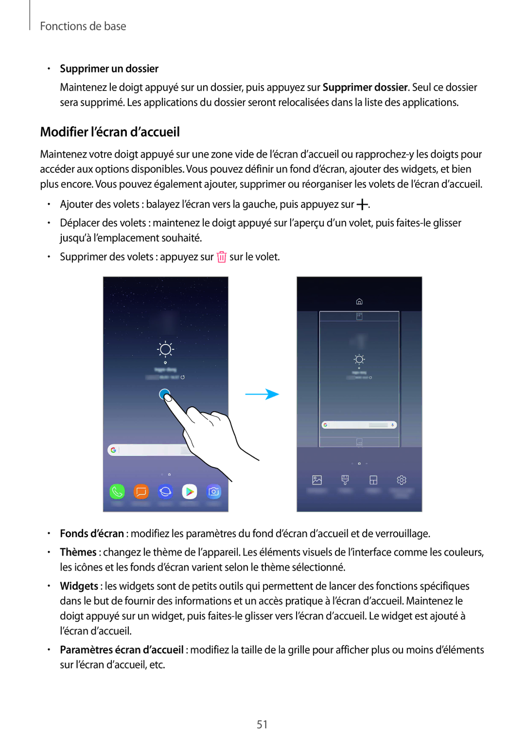 Samsung SM-N950FZBAXEF, SM-N950FZDAXEF, SM-N950FZKAXEF manual Modifier l’écran d’accueil, Supprimer un dossier 