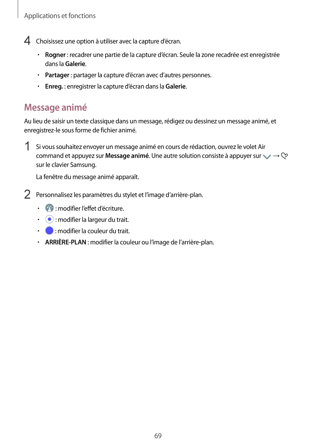 Samsung SM-N950FZBAXEF, SM-N950FZDAXEF, SM-N950FZKAXEF manual Message animé 