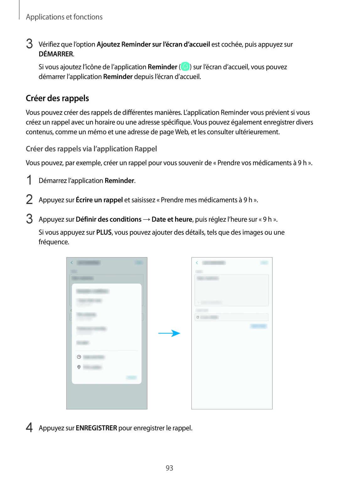 Samsung SM-N950FZBAXEF, SM-N950FZDAXEF, SM-N950FZKAXEF manual Créer des rappels via l’application Rappel 