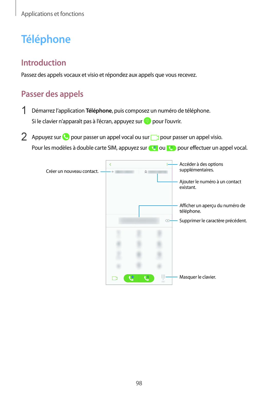 Samsung SM-N950FZKAXEF, SM-N950FZBAXEF, SM-N950FZDAXEF manual Téléphone, Passer des appels 
