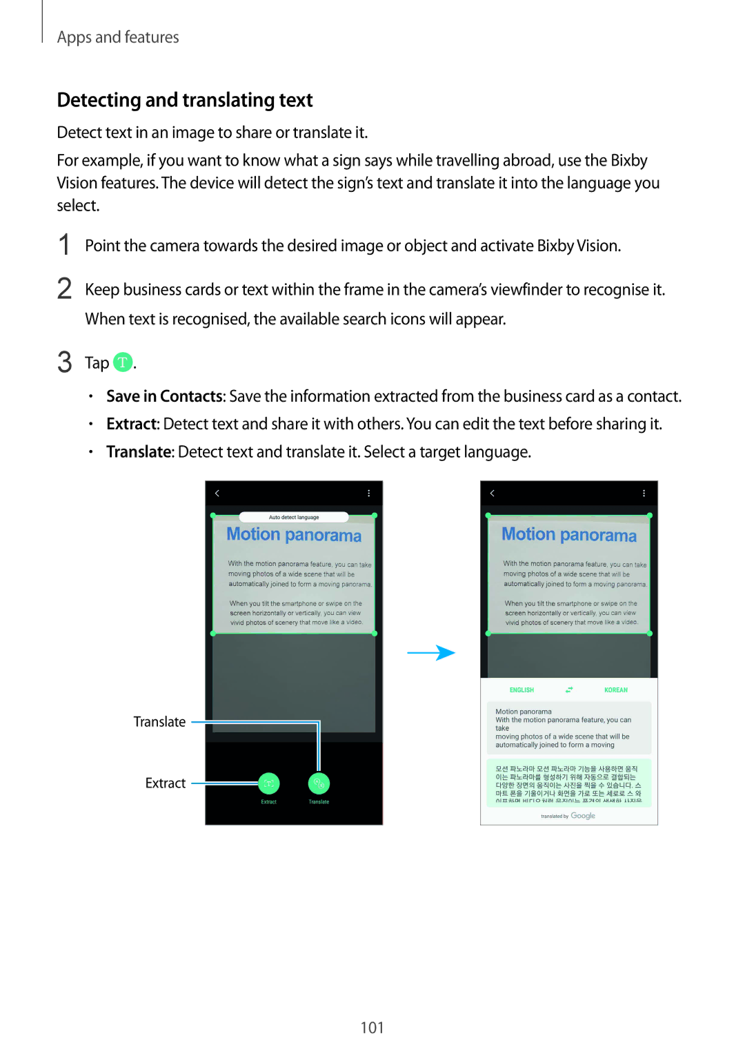 Samsung SM-N950FZVDKSA, SM-N950FZDADBT, SM-N950FZKADBT, SM-N950FZBDDBT, SM-N950FZDDDBT Detecting and translating text, Tap 