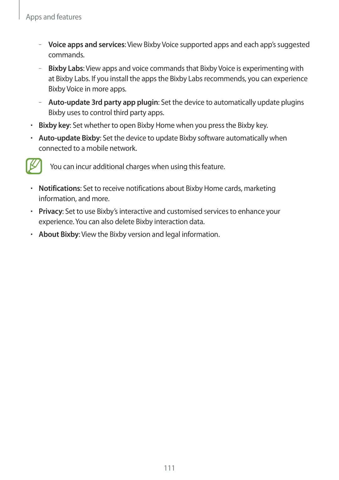 Samsung SM-N950FZKAO2C, SM-N950FZDADBT, SM-N950FZKADBT manual About Bixby View the Bixby version and legal information 