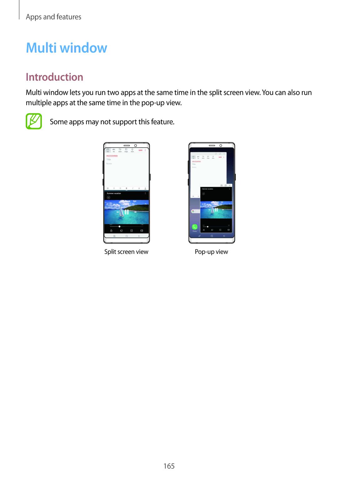 Samsung SM-N950FZKAITV, SM-N950FZDADBT, SM-N950FZKADBT, SM-N950FZBDDBT, SM-N950FZDDDBT manual Multi window, Introduction 