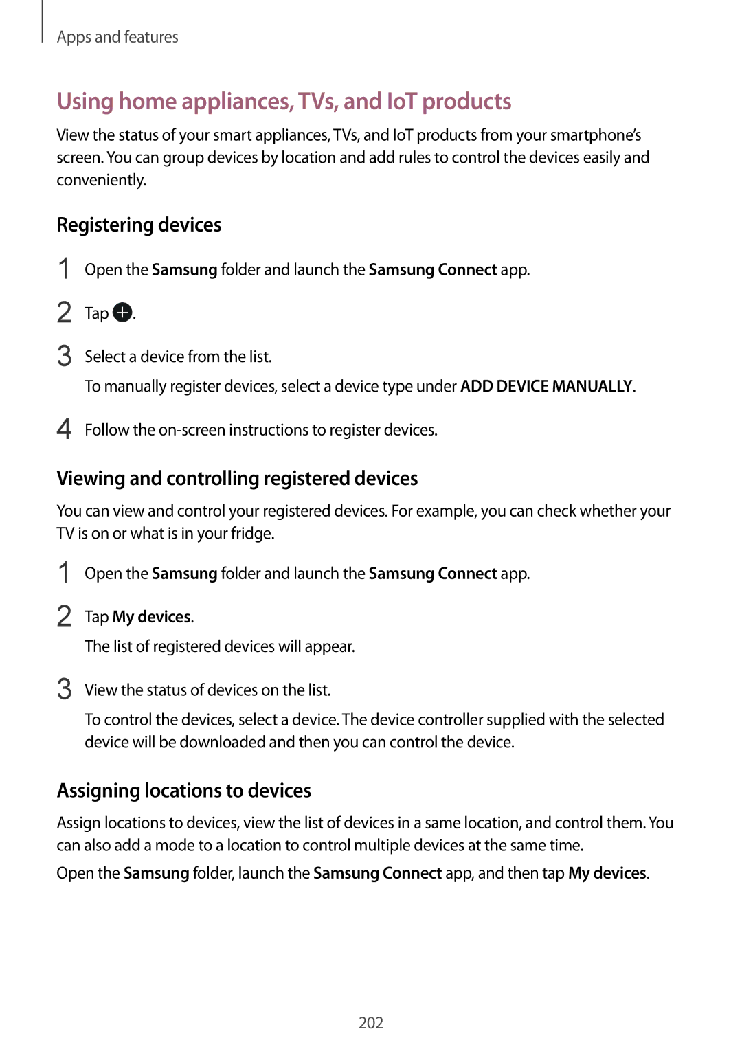 Samsung SM-N950FZKACOS Using home appliances, TVs, and IoT products, Registering devices, Assigning locations to devices 