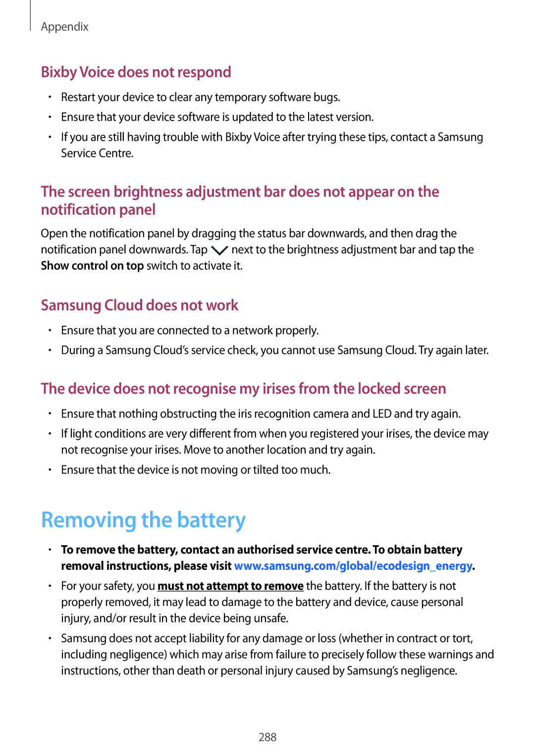 Samsung SM-N950FZKDDBT, SM-N950FZDADBT manual Removing the battery, Ensure that you are connected to a network properly 