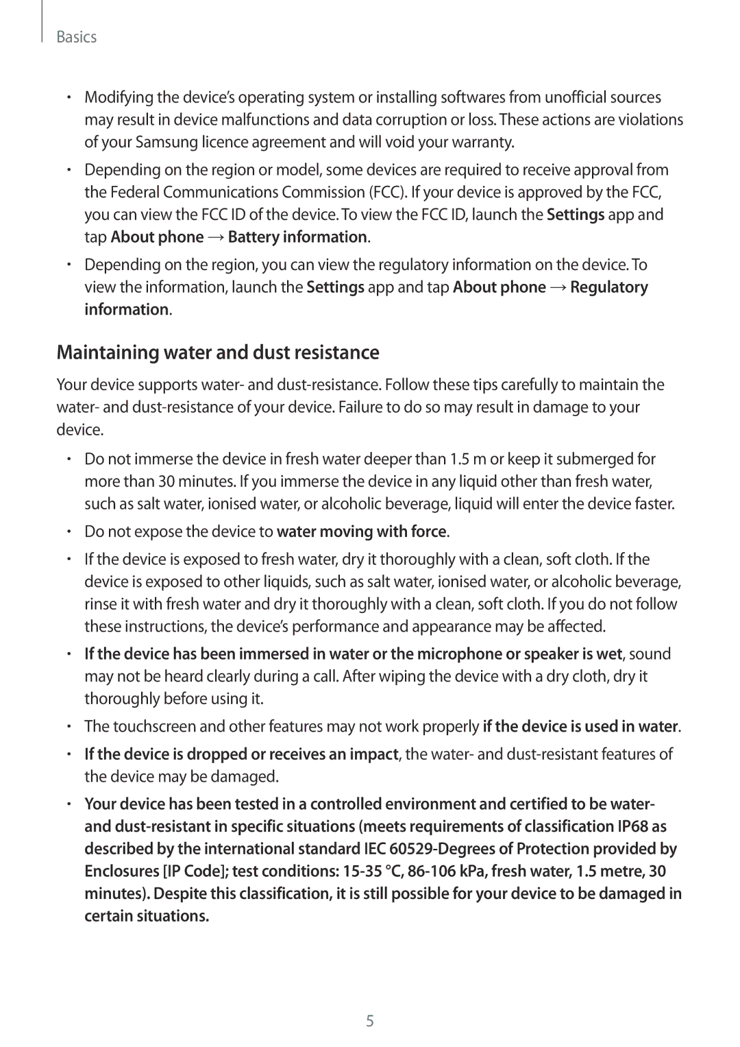 Samsung SM-N950FZBADBT manual Maintaining water and dust resistance, Do not expose the device to water moving with force 